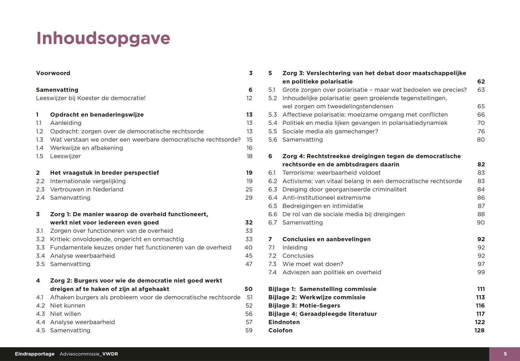 inhoudsopgave eindrapport VWDR